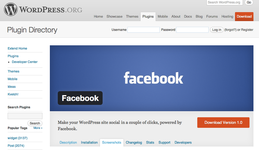 Facebook Plugin สำหรับ WordPress
