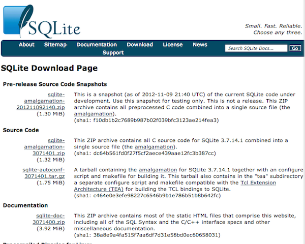 ดาวน์โหลด SQLite