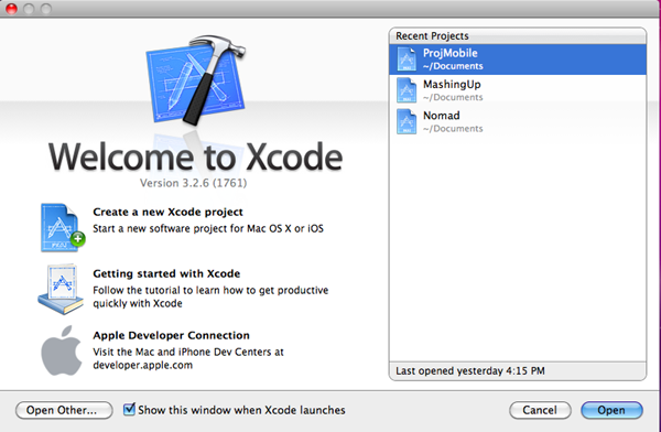 สร้างโปรเจ็คใหม่จาก XCode บนเครื่อง Apple Mac