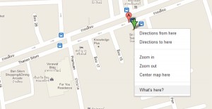 คลิกขวาเลือก What's here เพื่อขอพิกัด Lat, Lon จาก Google Maps