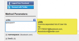 ใส่ id Facebook ลงไปหากมีหลายคนก็คั่นด้วย "," ครับ