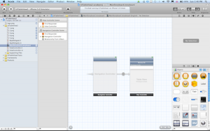ถ้าไม่มีอะไรผิดพลาดหน้าจอ Xcode IDE ส่วน Storyboard ต้องเป็นแบบนี้