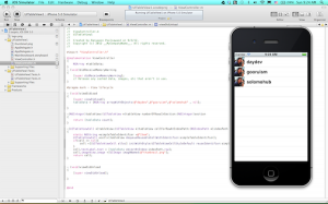 หน้าจอแอพพลิเคชันที่ใช้ UITableView ประกอบกับไอคอนรูปภาพกราฟิก