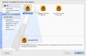 สร้าง New Project เป็น Cocos2D Application ตั้งชื่อว่า "DragDrop”
