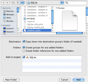Add File ใหม่เข้าไปใน Project นั่นคือไฟล์ student.sqlite