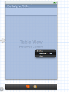 เชื่อม UITableView เข้ากับ Outlet ของ "sendDataTable”