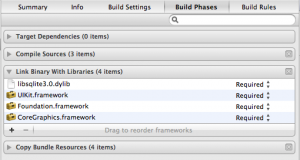 เพิ่ม Library ของ libsqlite3.0.dylib ลงไป