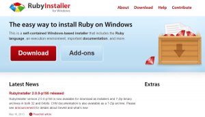 ดาวน์โหลดที่ http://rubyinstaller.org/