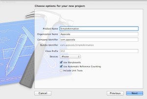 Simple Animation Project Settings