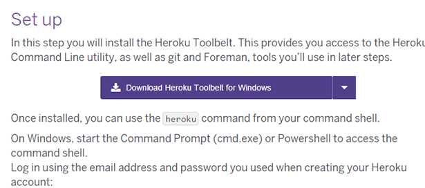 โหลด Heroku Toolbelt สำหรับ OS ที่เราใช้